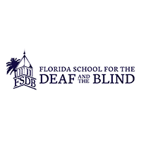 Florida School for the Deaf and the Blind (FSDB) logo with an illustration of a domed building and a palm tree.