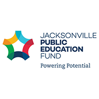 Jacksonville Public Education Fund logo with a multicolor geometric emblem and the tagline “Powering Potential.”