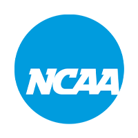 NCAA logo with white lettering inside a blue circle.