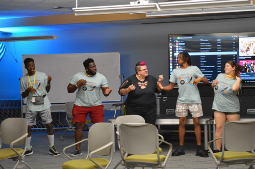 Amber G performing with DHH students