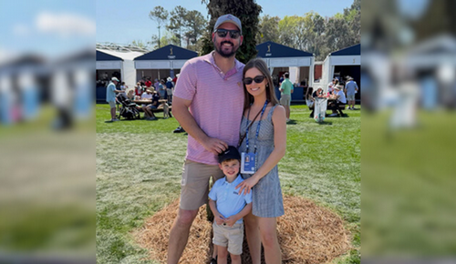 Danielle Young at THE PLAYERS with her husband and young son.