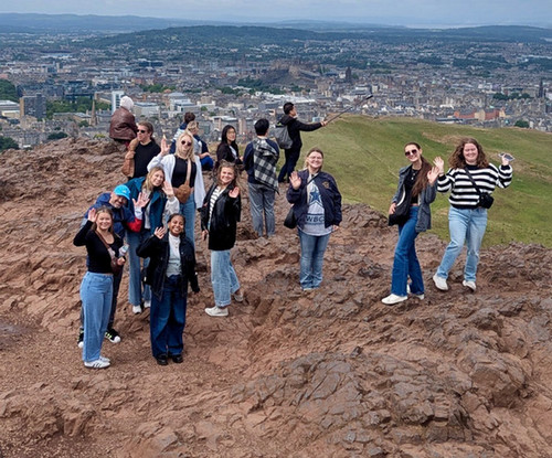 UNF students exploring Italy overlooking the city