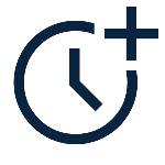 Clock with a plus sign