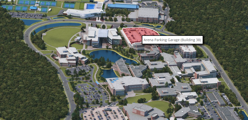 Rendering of the arena garage parking lot at UNF