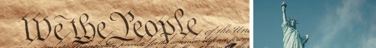 The preamble to the constitution next to the statue of liberty