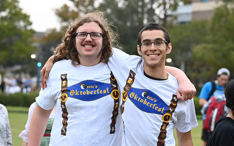 two students having fun at Oktoberfest