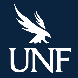 unf logo on a blue backgorund