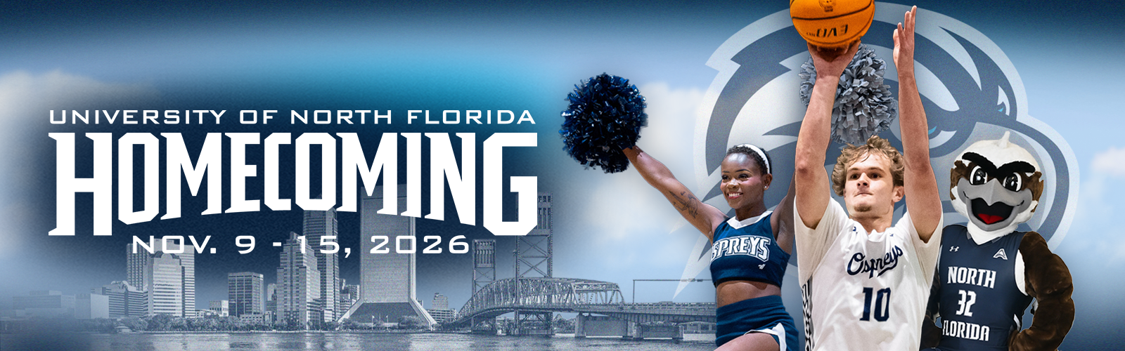 homecoming banner with UNF and Jacksonville elements
