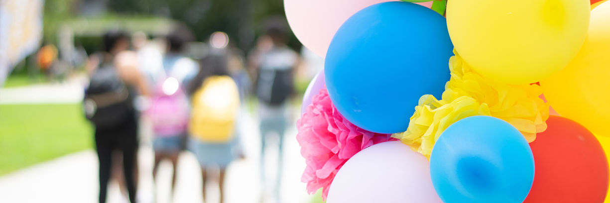 close up of balloons at market day