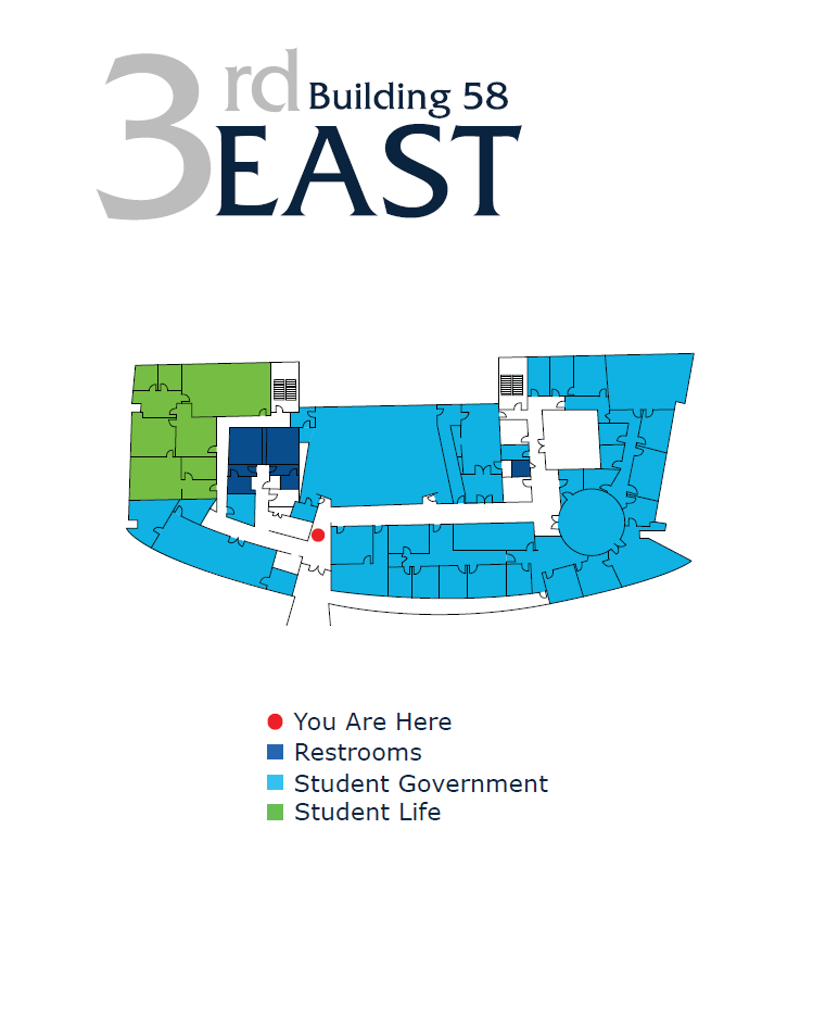 Floorplan for the third floor of the east building of the Student Union.