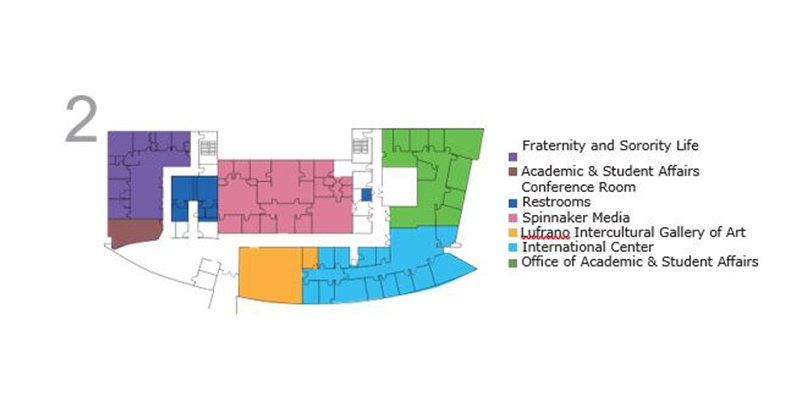 map of east floor 2 - services listed below