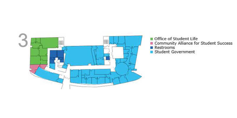 map of east floor 3 - services listed below