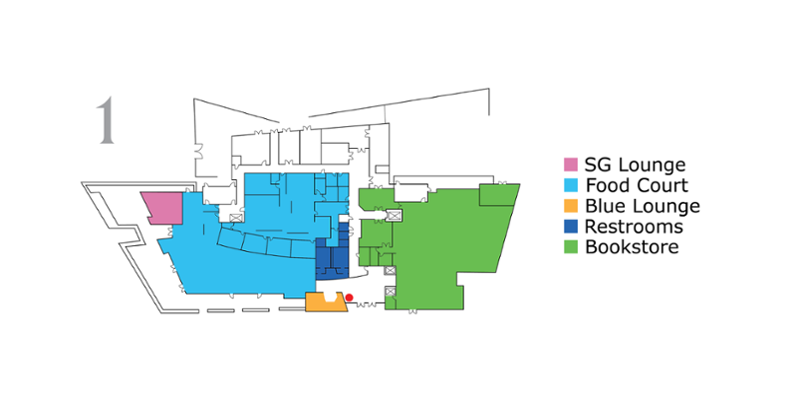 map of first floor west - services listed below