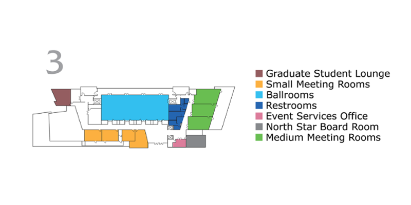 map of third floor west - services listed below