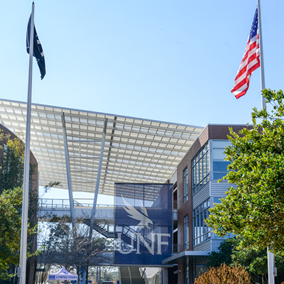 flags outside of the student union