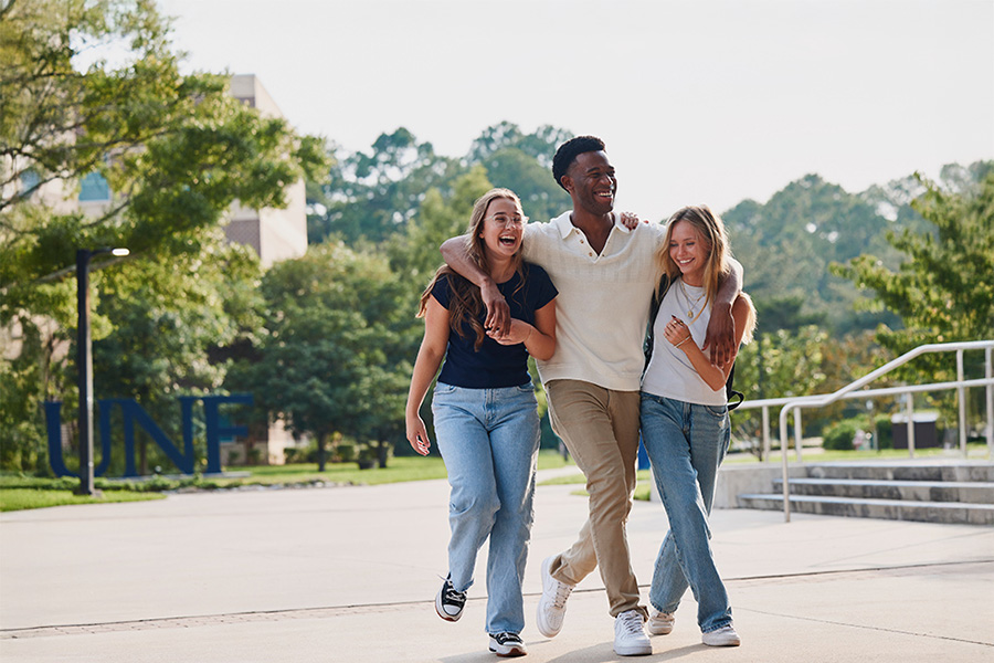 Students walking together on campus