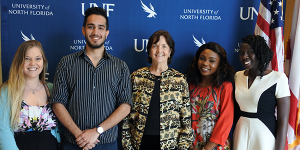 Joyce Penman with some of her supported UNF students