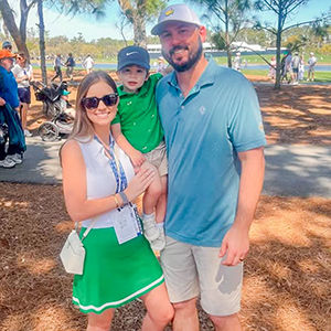 Photo of Danielle Young with her husband and son