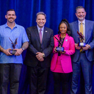Alumni Recognition Awards winners with the president