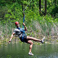 Guy ziplining