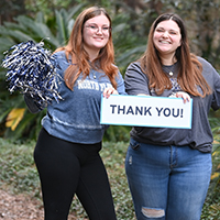 Students showing thanks
