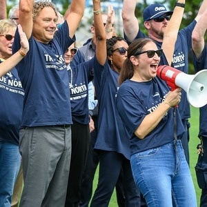 Faculty and staff celebrating