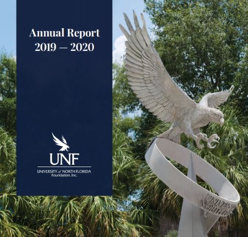 cover of the annual report 19-20 with osprey fountain