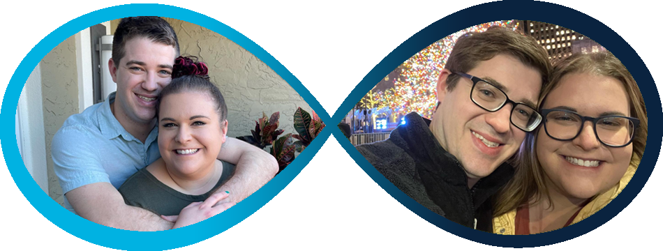 Two photos of the Grants within an infinity symbol 