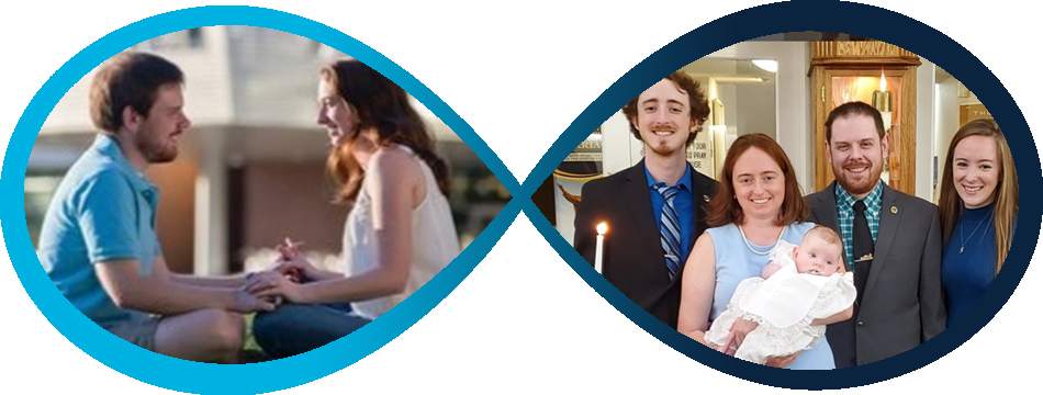 Infinity sign with early to late photos of the Hoeppners