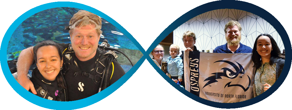 Two photos of the Leedys within an infinity symbol 