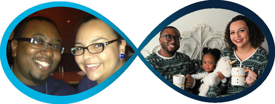 Two photos of the Persons within an infinity symbol 