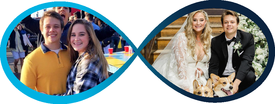 Before and after photo of the Stephensons couple