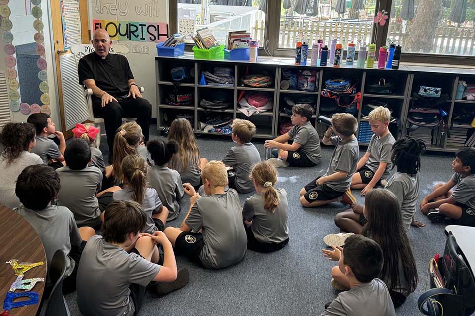Holy Family teacher and classroom