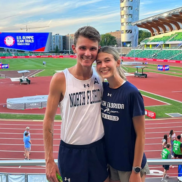 Aidan and EJ at Olympic track trials