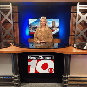 sydnee on set of the local news