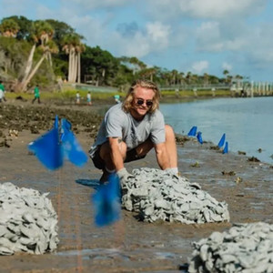 hunter working on beach