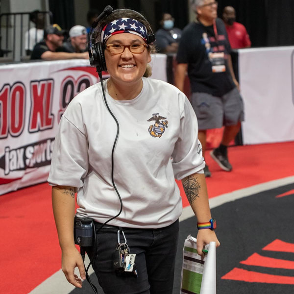 emerald working the sidelines at a sporting event