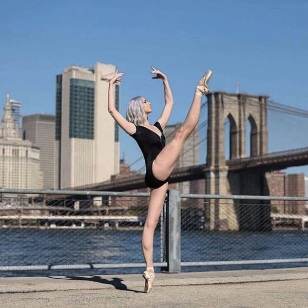 julie on pointe toes dancing along the river
