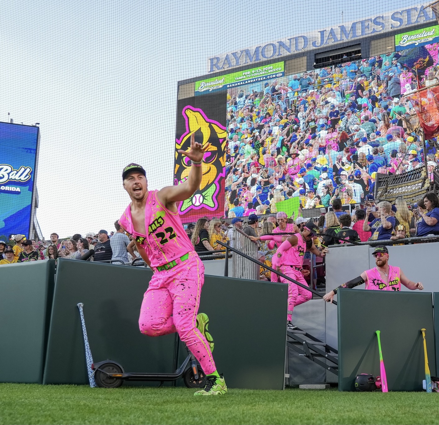 Peter Holden running onto baseball field
