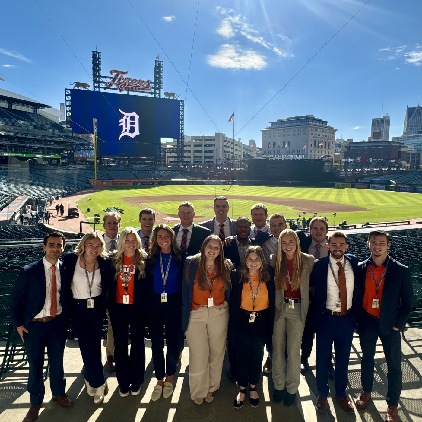 Kevin Wilson with his Detroit Tigers employees