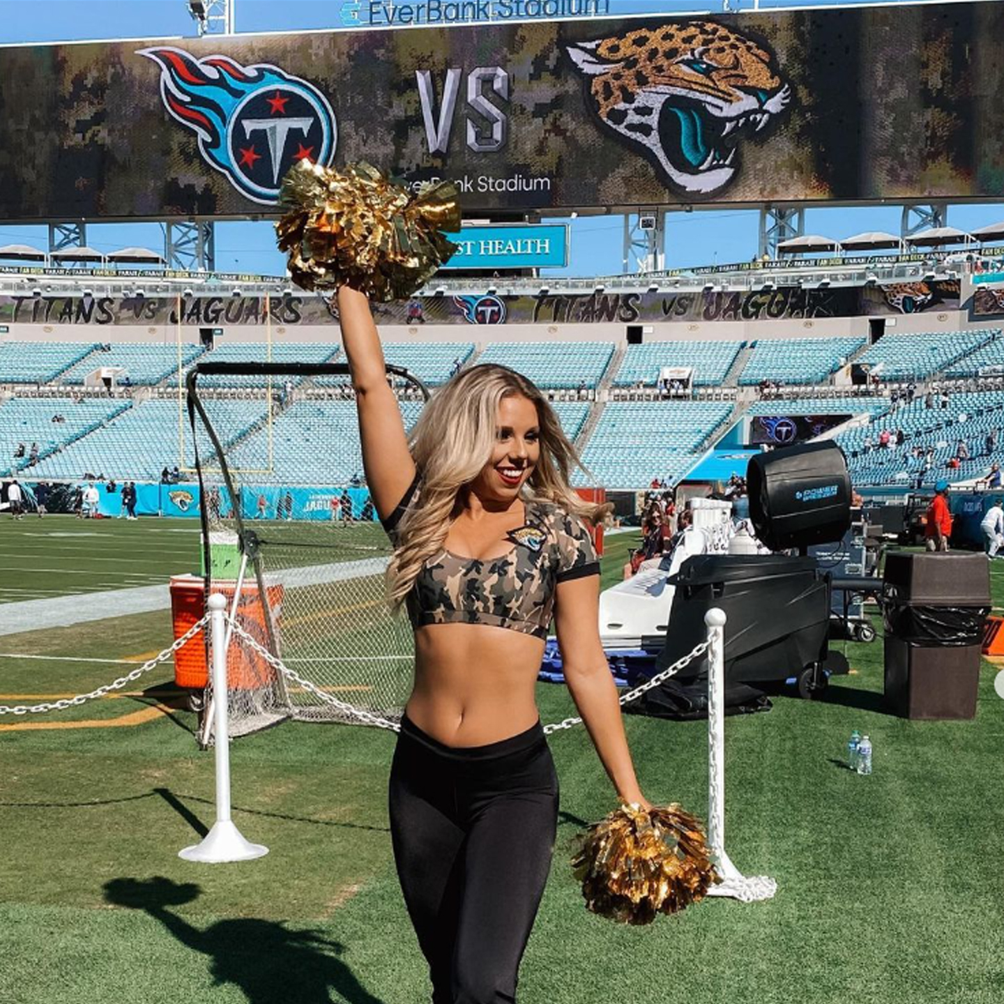 Perri Truster cheering at a Jaguars game