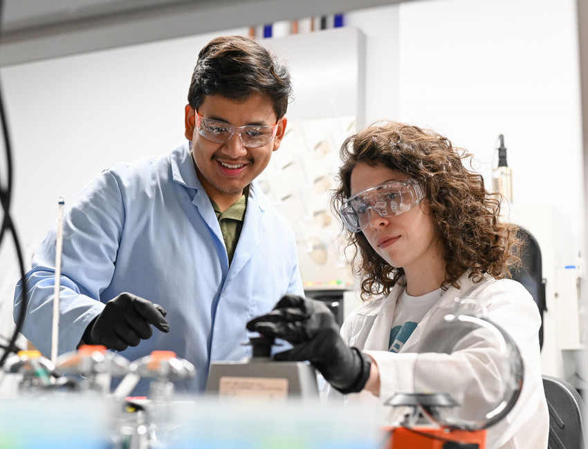 Two people working together in a medical lab