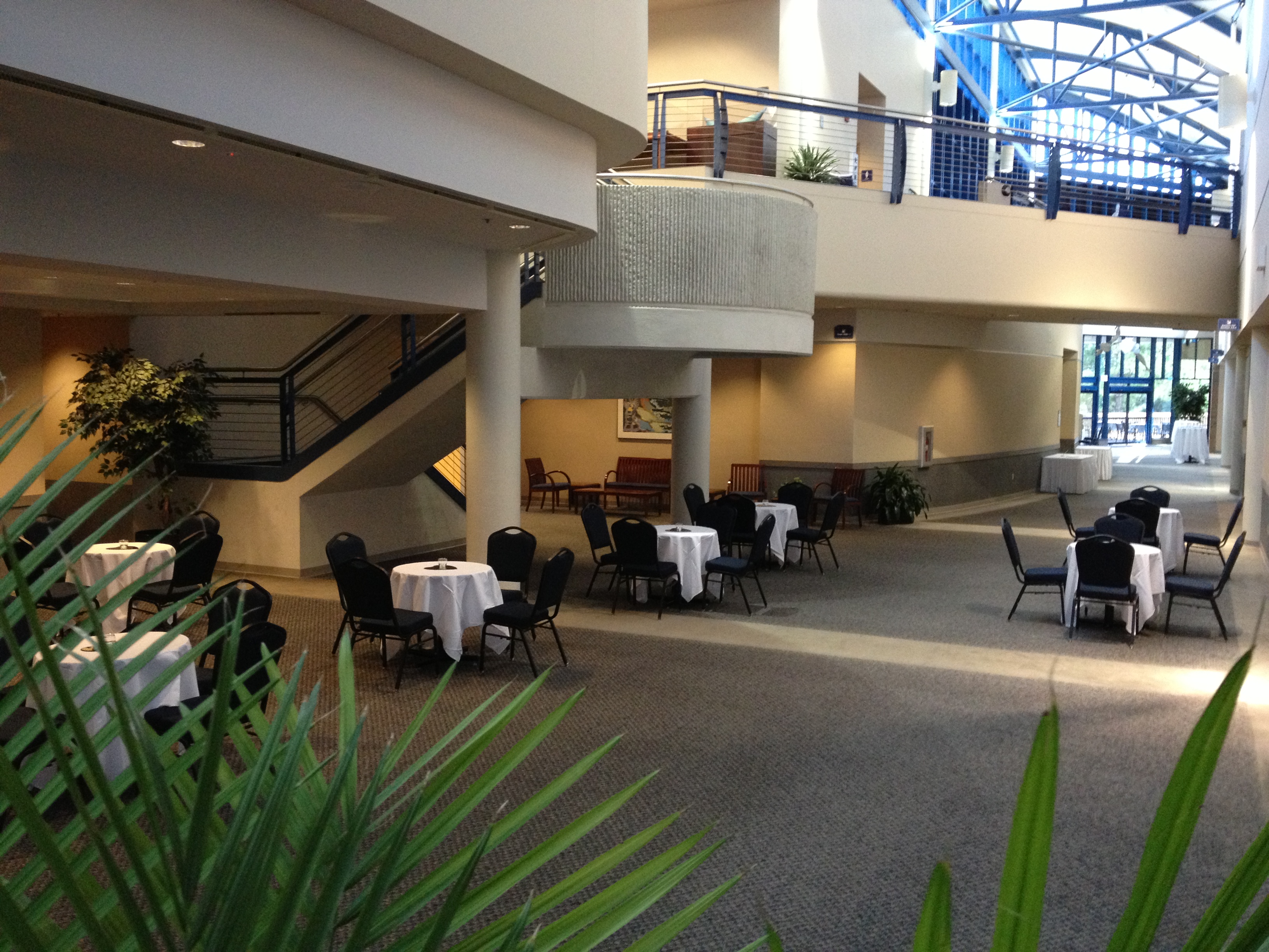 University Center hallway with tables setup throughout the hall