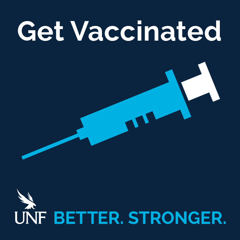 Icon of a medical shot with text get vaccinated