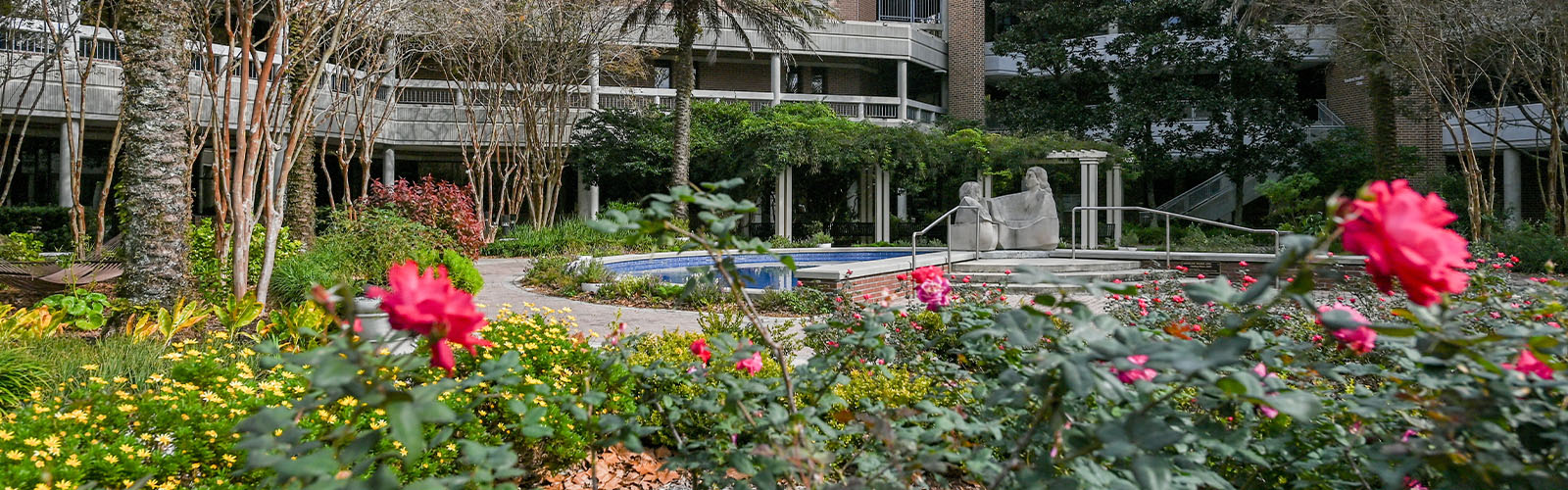 The garden outside of the UNF Brooks College of Health