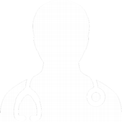 White icon of a person with a stethoscope around their neck