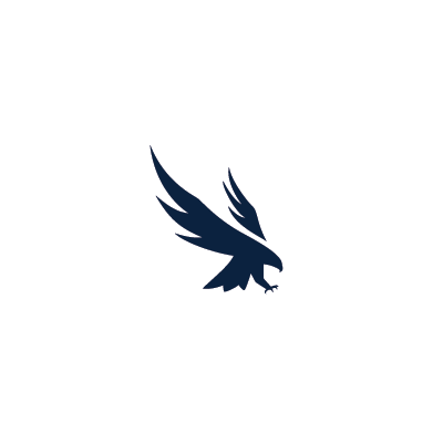 Icon of an osprey logo with two arrows going opposite directions above and below it